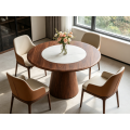 Mesa de comedor de mármol de lujo con centro giratorio
