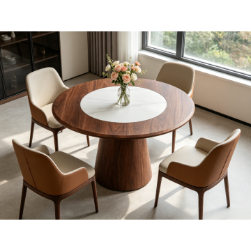 Luxury Marble Dining Table Featuring Rotating Center