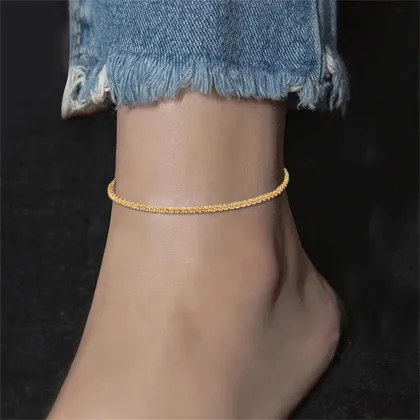 Stainless Steel Gold Silver Cauliflower Chain Anklet for Women