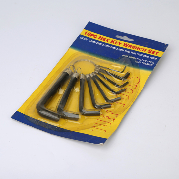 L Type Allen Screw Black Universal SAE Metric Hexagon Ring Hex Keys Set - 10pcs