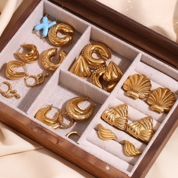 Brave Light Waterproof Gold Plated Jewelry Set: Twisted Hollow Earrings & Ear Cuff