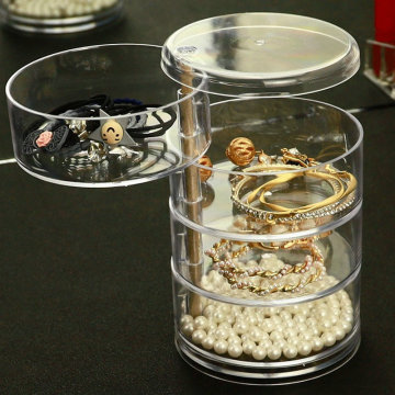 Rotatable Small Cylindrical Jewelry Box with Lid for Earring Storage