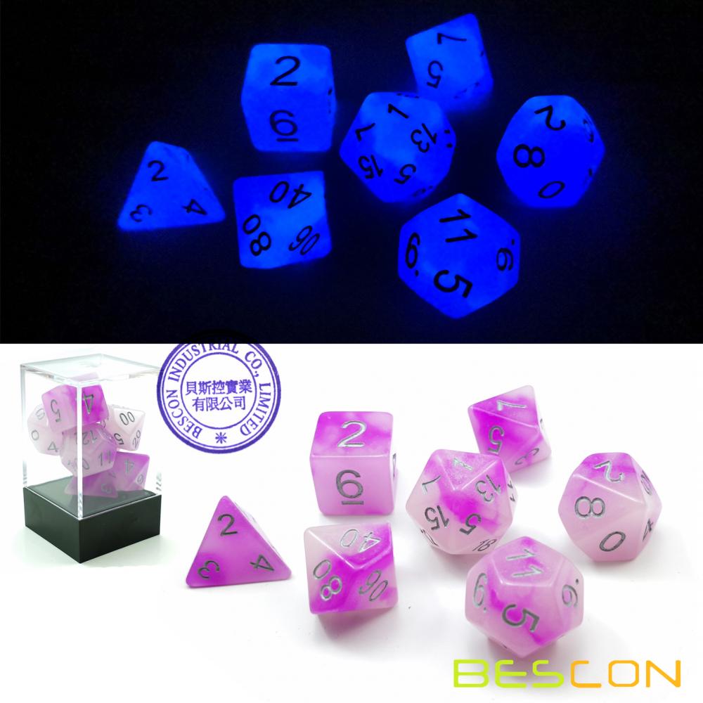 Frosty Amethyst Two Tone Glowing Dnd Dice 6