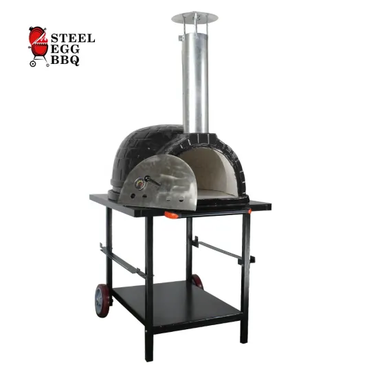 STEEL EGG BBQ / SEB 26 inch Ceramic Wood Fired Pizza Oven with Steel Cart