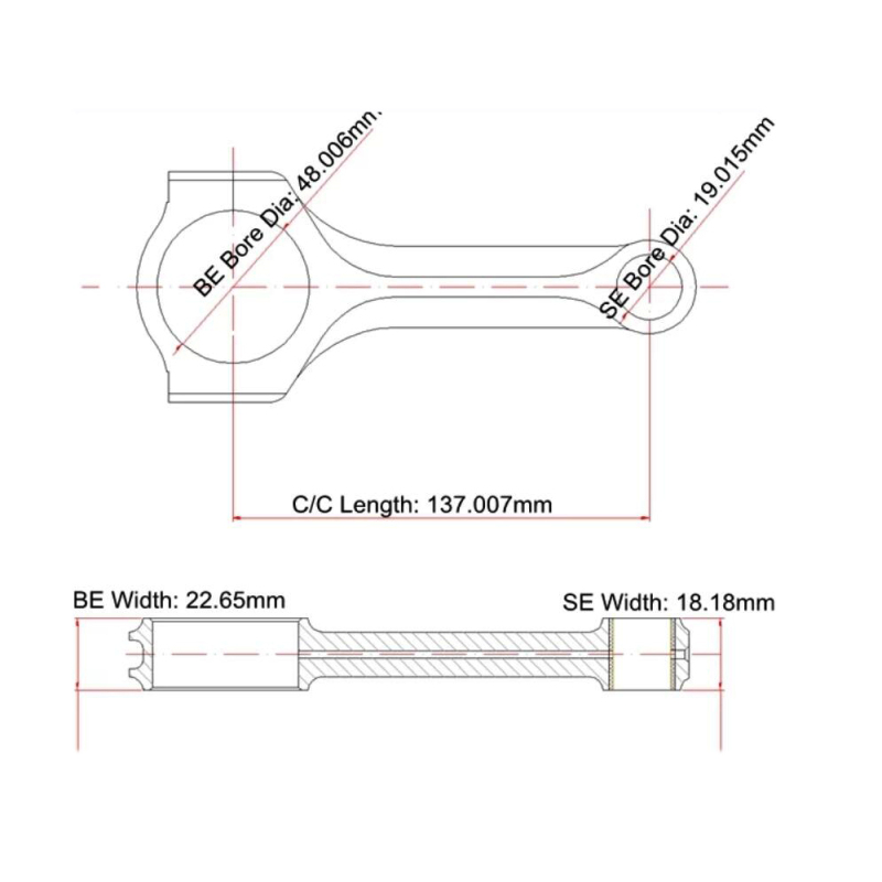 Connecting Rod Honda D16Z6 H-beam forged 4340