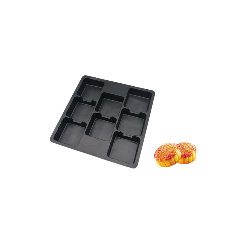 Vacuum formed black plastic blister food tray