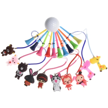 Popular Golf Tees with Cartoon Patterns: 83MM Plastic Tee with Rubber Head and Anti-Loss String - Best Golf Gift