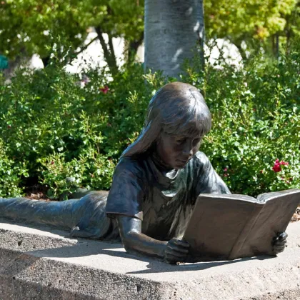 Bronze Girl Reading Statue