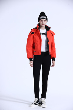 Ladies short waterproof parka with hood
