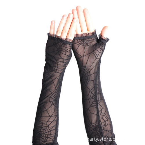 Halloween Spider Web Pattern Gloves For Women