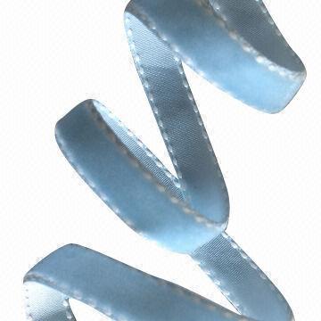 Stitched Edges Velvet Tape in 10mm Width, Baby Blue Color
