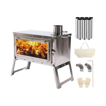 Portable Outdoor Wood Burning Stove Camping Wood Tent Stove with Chimney Pipe
