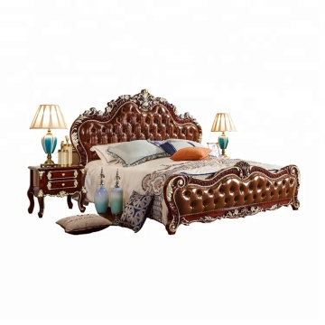 Latest Double Leather Indian Wooden Box Bed Design from Foshan Procare