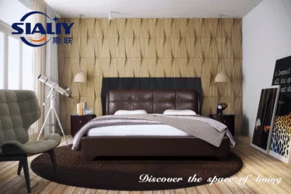 Brown Leather Wood Bed