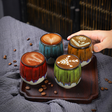 Custom Logo Ceramic Glazed Kiln Espresso Cups - 100ml Small Latte Coffee & Tea Cups