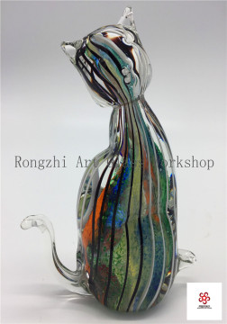 Bunte Katze Glas Skulptur