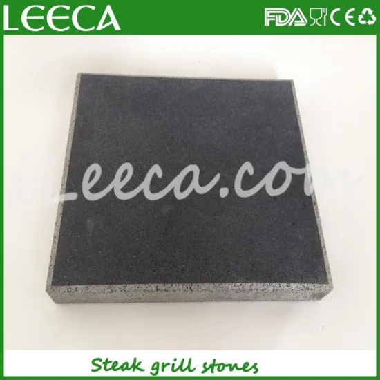 Restaurant black hot lava stone steak