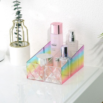 Organisateur de bijoux et de maquillage transparents colorés