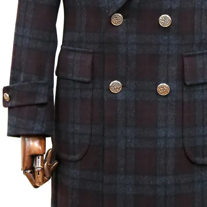 Custom Slim Fit Tweed Long Wool Coat