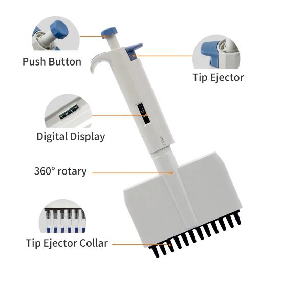 Micropipetta pipetto regolabile manuale multicanale