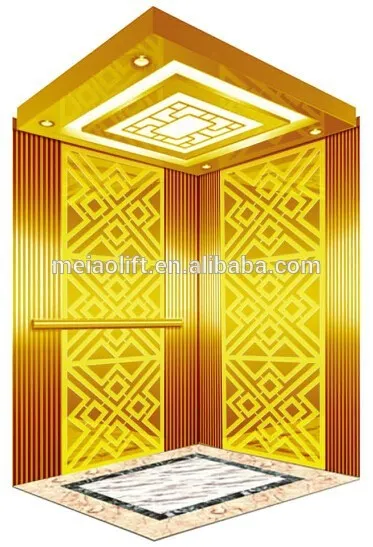 2015 new car design mirror etched, VVVF drive, 6-21 persons Small machine room passenger elevator