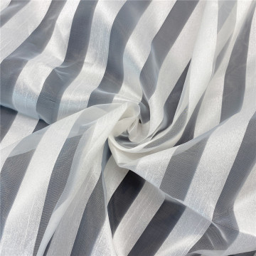 100% Polyester Stripe Jacquard Organza Fabric for Dress