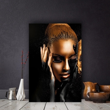 Black Gold Nude African Art Woman Oil Painting on Canvas Cuadros Posters and Prints Scandinavian Wall Picture for Living Room