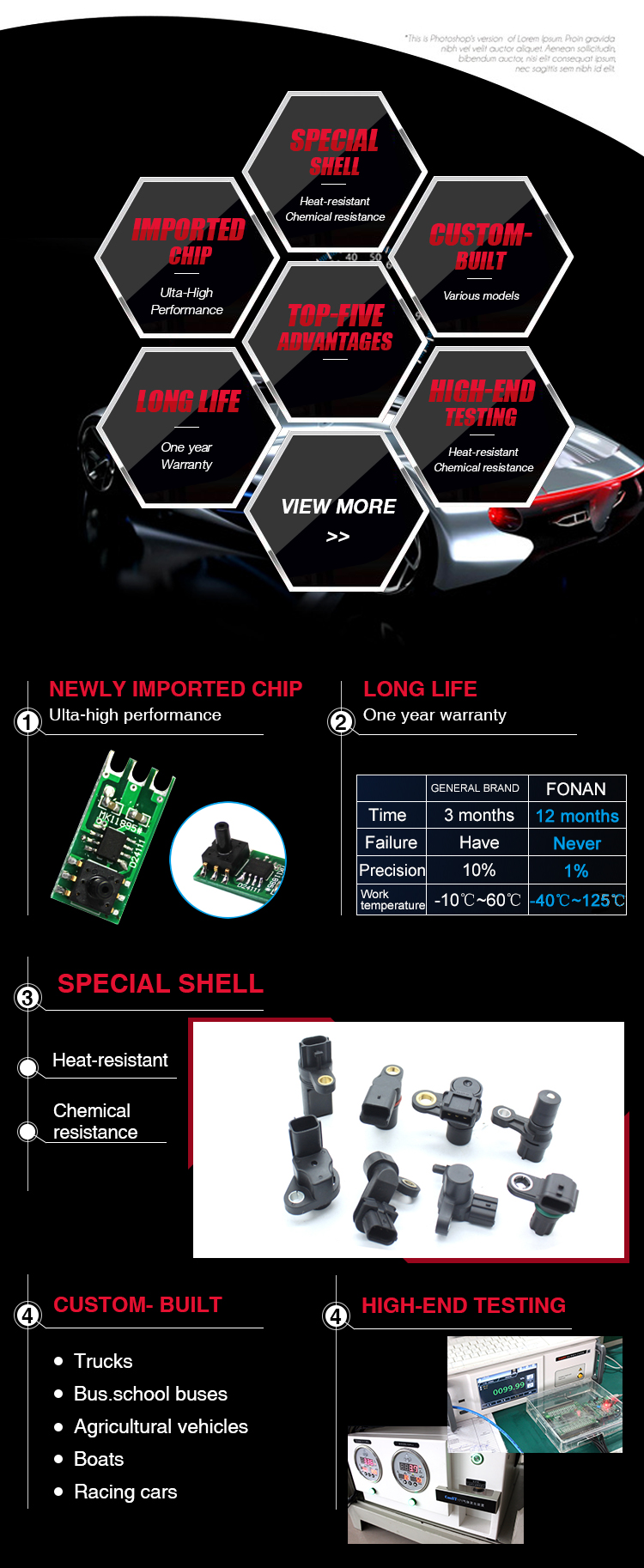 DPF Sensor de presión diferencial de gases de escape 93185556 55200301 1859079J80 1769289 BS515E260AA BS515E260AB 95510744 95516902