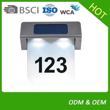 4 LED STAINLESS STEEL SOLAR POWERED HOUSE DOOR NUMBER OUTDOOR WALL PAQUE LIGHT