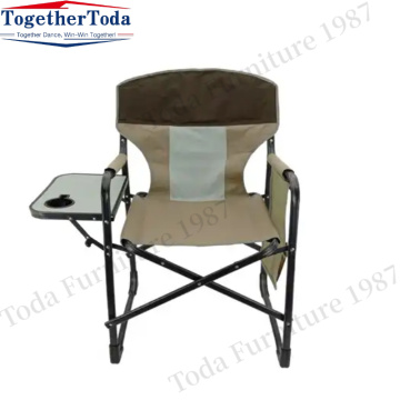 Collapsible portable outdoor lawn chair with tray