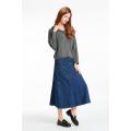 Splicing Large Swing Long Denim Skirt