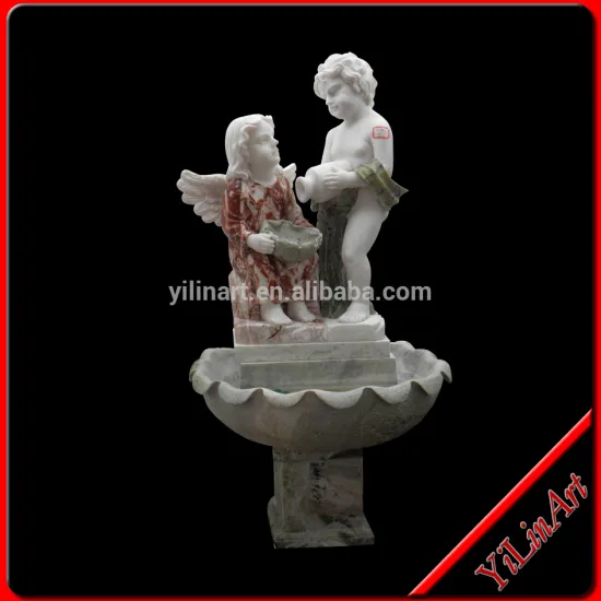 Natural Stone Wall Water Fountain With Angel Kids Statue