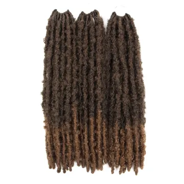 Pre-looped Distressed Butterfly Locs Faux Locs Crochet Braid Hair Extension For Black Women Ombre Long Synthetic Braids