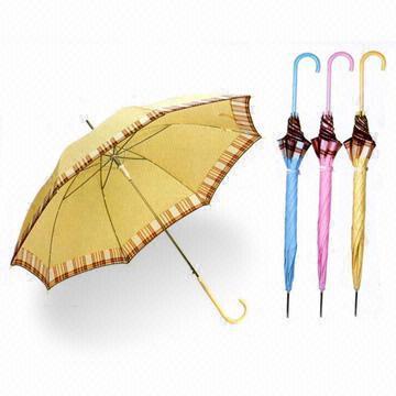 Straight Umbrella with Plastic Curved Handle