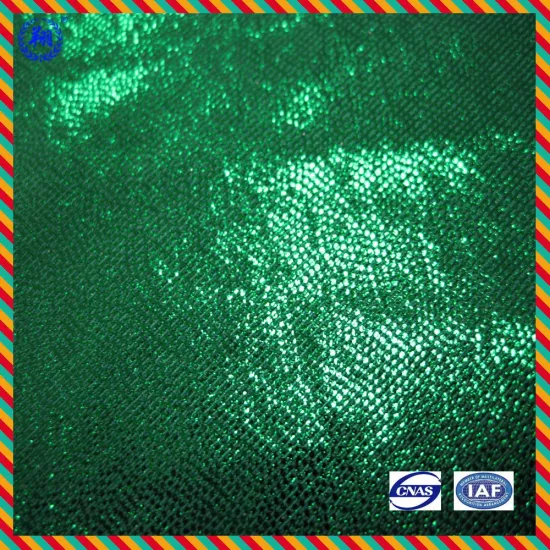 Customized Green Foil Print Polyester Spandex Fabric