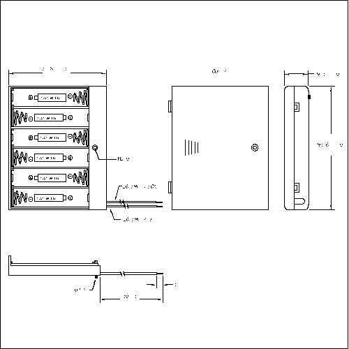 6 PIECES AA Battery Holders With Cover BBA-5-6-150-A-A