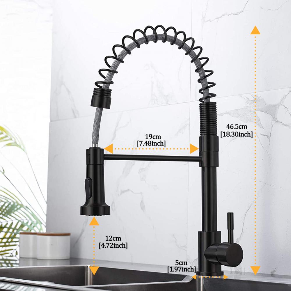 Matte Black Pull Down Sprayer Spring Kitchen Faucet