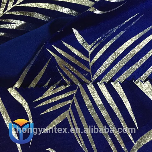 Fashion warp knitted velvet fabric gold hot stamping