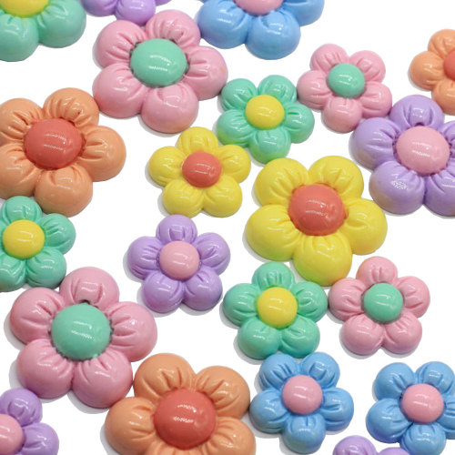 20mm Colorful Resin Flower Bead Flatback Accessory for Students Children Cute Earrings Finger Ring Making