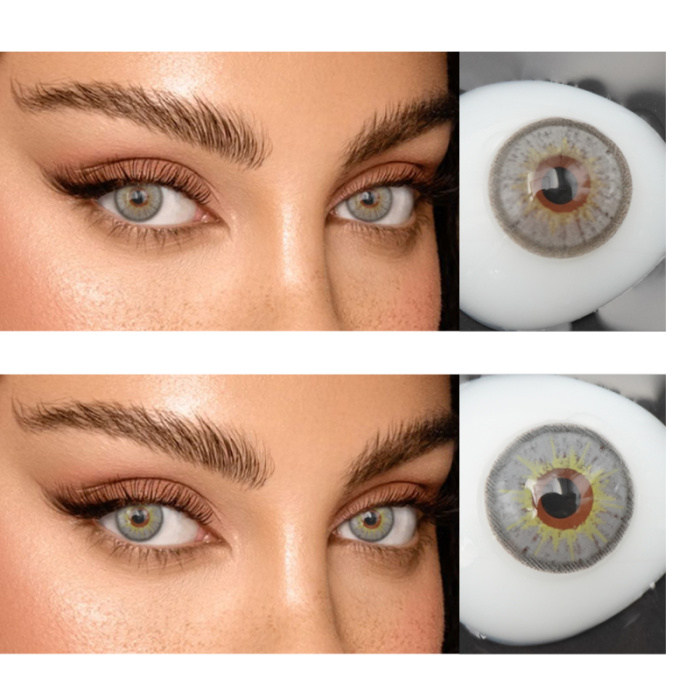 Top color contact lens split for magnification