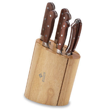 8-piece Knife Set with Sandwich Wooden Block and Forged Rosewood Handle
