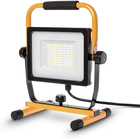 70W ETL Certified Home Zone Security Light: 7000 Lumen Corded Portable Work Light with Attachable Stand