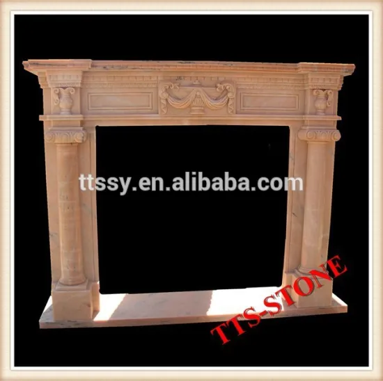 Yellow Stone Marble Column Fireplace