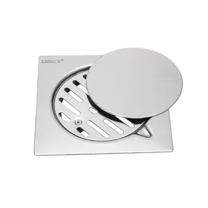 Modern Square Metal Bathroom Floor Drain with Silicone