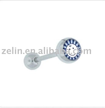 stainless steel boy logo body barbell tongue piercing