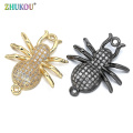 19*23mm Handmade Brass Cubic Zirconia Spider Charms Connector for Diy Jewelry Findings, Hole: 1.2mm, Model: VS260