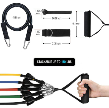 11-Piece Muscle Strengthening Resistance Band Set: Perfect Home Gym and Yoga Exercise Equipment