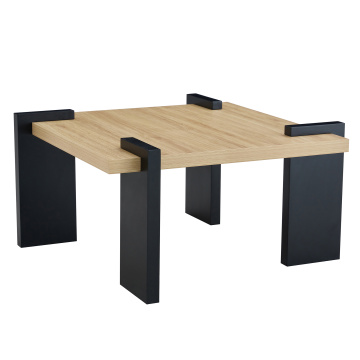 Modern Luxury Black and Wood Panel Side Table