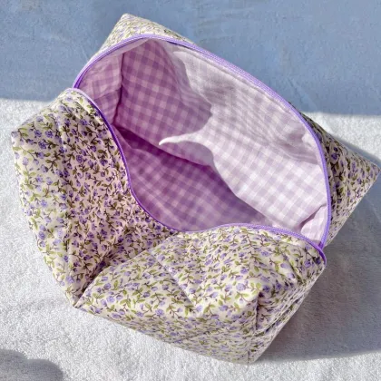 Colorful Travel Cute Flower Cotton Cosmetic Bag