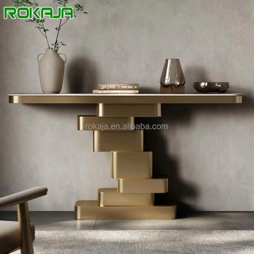 Luxury Gold Base Console Table with Sintered Stone Top